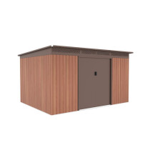 Zahradní domek / garáž kov hnědý - imitace dřeva, 340x269x189 cm