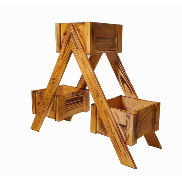 Dřevěný stojan na 3 květináče masiv lakovaný 68x56x24 cm