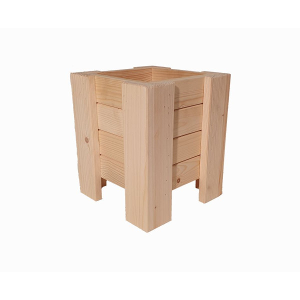 Dřevěný květináč masiv s nožkami nelakovaný 26x26x30 cm