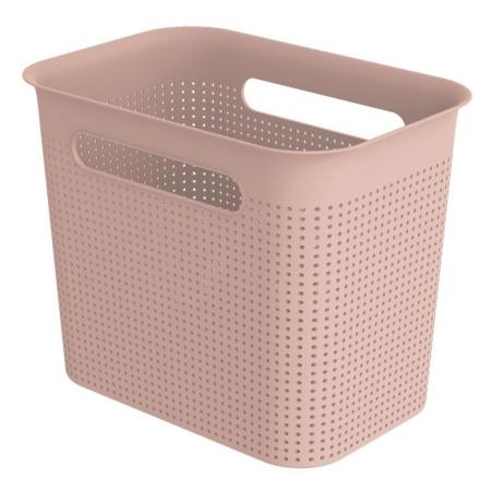 Plastový úložný box bez víka vysoký růžový, 7 L