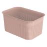 Plastový úložný box do bytu, bez víka, děrovaný plášť, růžový, 4,5 L