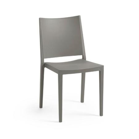Šedá plastová židle bez područek, vysoká nosnost 150 kg, venkovní + vnitřní
