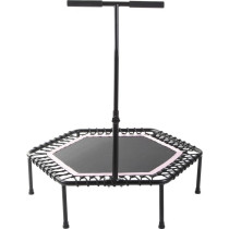 Fitness trampolína šestiúhelníková s držákem na ruce, černá / růžová, průměr 100 cm
