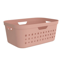 Koš na čisté prádlo plastový měkký, růžový, 57x39x23 cm