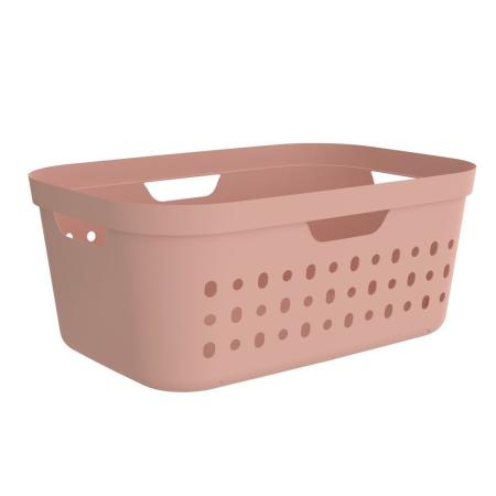 Koš na čisté prádlo plastový měkký, růžový, 57x39x23 cm