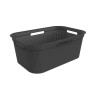 Plastový nízký koš na čisté prádlo černý, 60x40x23 cm