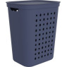 Plastový prádelní koš vysoký s otvory, s víkem, tmavě modrý, 43x36x53 cm