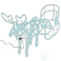 Vánoční svítící led figurka sob se sáněmi velký venkovní + vnitřní, studeně bílá, 140 cm