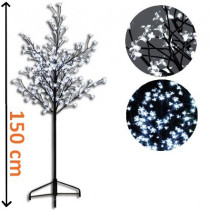Svítící strom s květy, 200 LED diod, studeně bílá