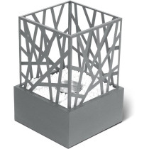Kovový designový stolní krb nerezový šedý, venkovní + vnitřní, 21x21x30 cm