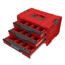 Plastový organizér- přenosný kufr se šuplíky do dílny / na stavbu, červený, 45x31x24 cm