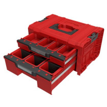 Plastový organizér- přenosný kufr se šuplíky do dílny / na stavbu, červený, 46x32x26 cm