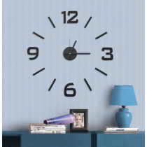Moderní samolepící hodiny nástěnné černé, průměr 60 cm