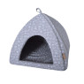 Domeček pro kočky látkový šedý + potisk kočky 48x48x40 cm