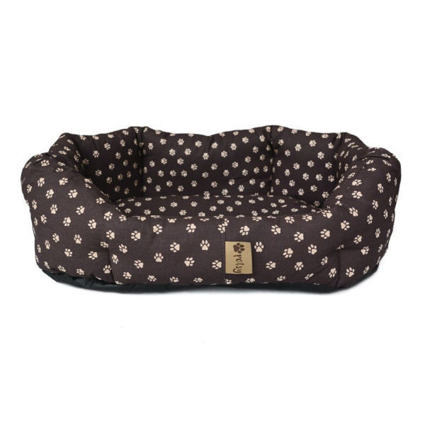 Tmavě hnědý pelíšek pro psa bavlněný, nepromokavé dno, 50x40x17 cm
