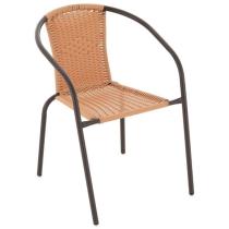 Stohovatelná bistro židle venkovní + vnitřní, světle hnědá, kov + umělý výplet