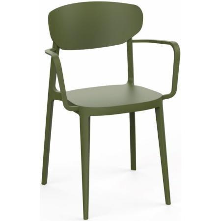 Platová jídelní židle s područkami 150 kg, restaurace / kavárny / bary, olivově zelená
