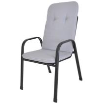 Podsedák na zahradní křeslo / židli s vysokým opěradlem, šedý, 116x50 cm