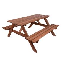 Dřevěný piknikový set venkovní stůl spojený s lavicemi, mořeno, 180 cm