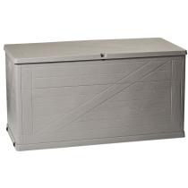 Světle šedý zahradní úložný box velký v imitaci dřeva 420 L
