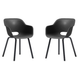 2x designové plastové jídelní křeslo grafitově šedé venkovní + vnitřní