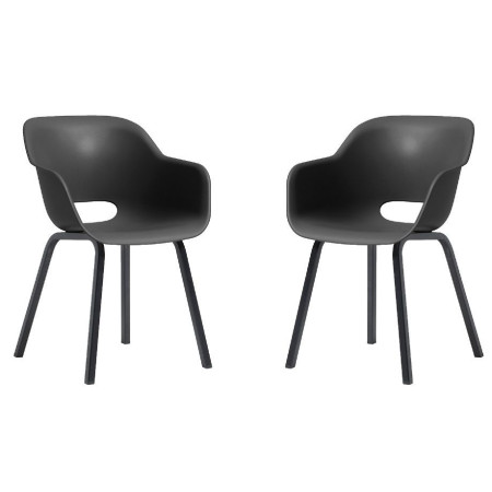 2x designové plastové jídelní křeslo grafitově šedé venkovní + vnitřní