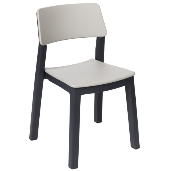 Moderní plastové stohovatelné křeslo bez područek na zahradu / terasu / balkon, grafit