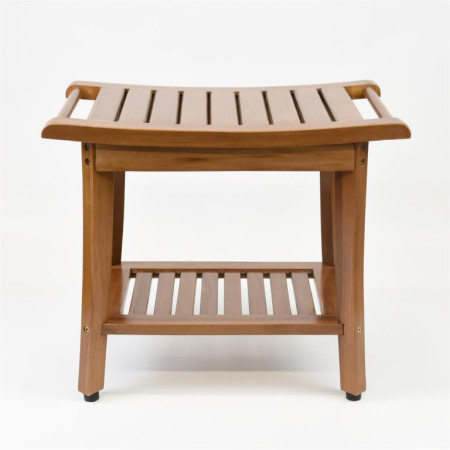 Malá dřevěná designová stolička do bytu masivní teak, držáky, 47x34x56 cm