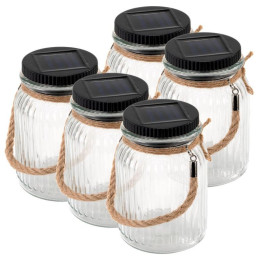 5x solární dekorativní osvětlení sklenice k zavěšení na zahradu / terasu / balkon, 15,5 cm