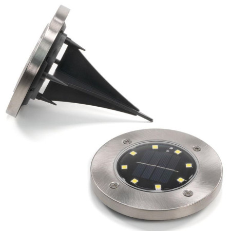 12x solární zapichovací světlo bodové zápustné do trávy / kamínků, nerez + plast