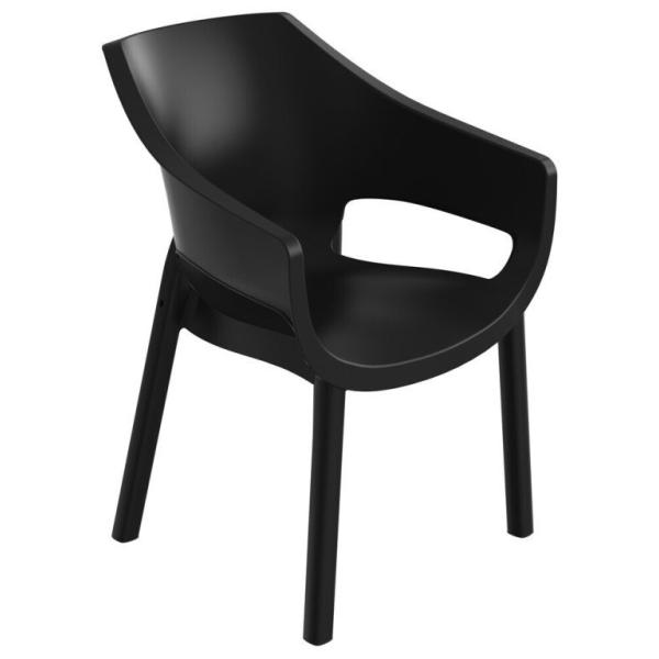 Designové stohovatelné venkovní křeslo plastové na zahradu / balkon / terasu, grafit