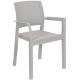 Světle šedé zahradní křeslo s područkami, sedák + opěrka vzhled látky