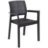 Grafitově šedé křeslo na terasu / balkon / zahradu, plast + imitace textilie