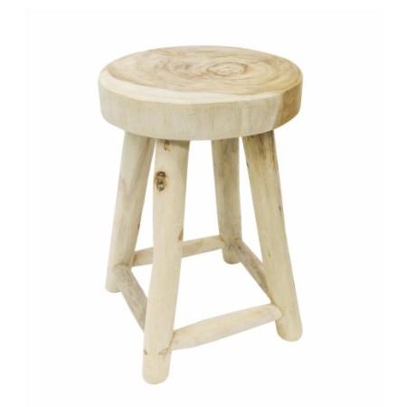 Kulatá stolička bez opěradla dřevěná týková světle hnědá, 46 cm