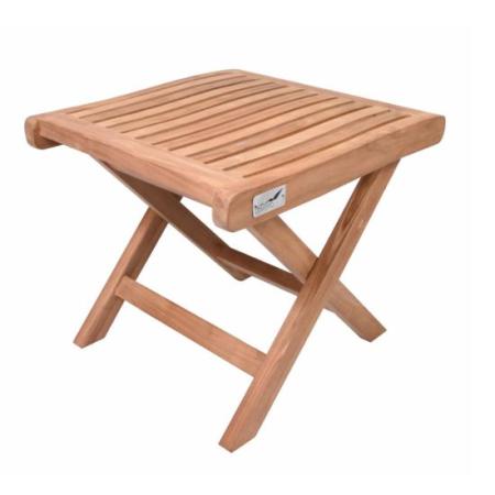 Dřevěná stolička skládací bez opěradla, masiv teak , na sezení / pod nohy, 46,5x49 cm