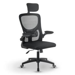 Ergonomická otočná kancelářská židle na kolečkách látka + síťovina černá