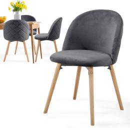 4x moderní šedá sametová židle látka + dřevěné bukové nohy, nosnost 150 kg