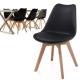 6x skandinávská židle plast + dřevěné nohy buk, černá / hnědá