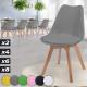8x šedá jídelní židle plast / dřevo ve skandinávském vzhledu, čalouněný sedák 