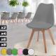 8x šedá jídelní židle plast / dřevo ve skandinávském vzhledu, čalouněný sedák 
