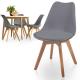 4x šedá jídelní židle plast / dřevo ve skandinávském vzhledu, čalouněný sedák 