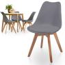 4x šedá jídelní židle plast / dřevo ve skandinávském vzhledu, čalouněný sedák 