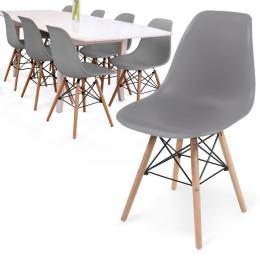 8x skandinávská židle s plastovým sedákem šedá do kuchyně / pokoje / jídelny / kavárny