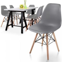 6x skandinávská židle s plastovým sedákem šedá do kuchyně / pokoje / jídelny / kavárny