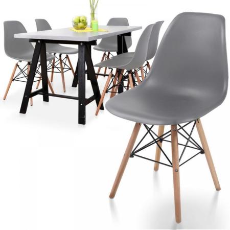 6x skandinávská židle s plastovým sedákem šedá do kuchyně / pokoje / jídelny / kavárny