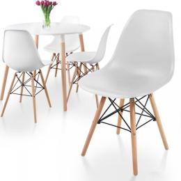 4x skandinávská židle s plastovým sedákem bílá do kuchyně / pokoje / jídelny / kavárny