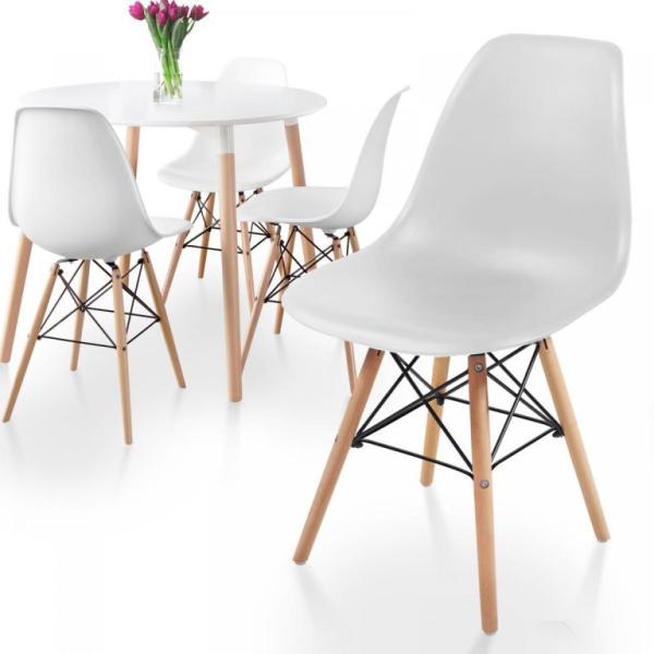 4x skandinávská židle s plastovým sedákem bílá do kuchyně / pokoje / jídelny / kavárny