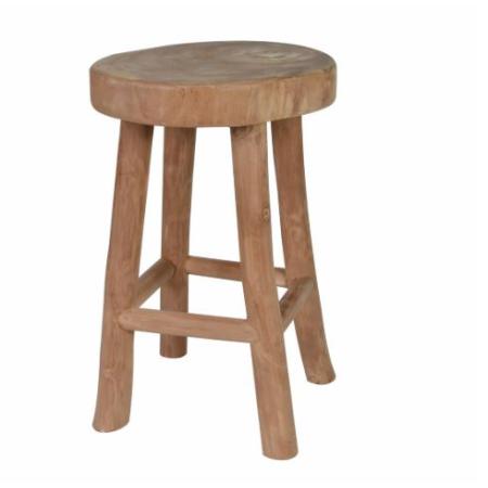 Designová kulatá teaková stolička bez opěradla venkovní + vnitřní, hnědá