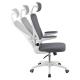 Otočná kancelářská židle s polohovací opěrkou hlavy a područkami, bílá / šedá síťovina