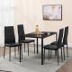 Sada jídelních židlí 4 ks čalouněné koženkou černé s vysokým opěradlem